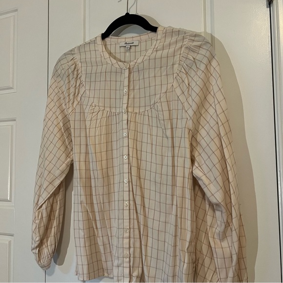 Madewell balloon sleeve peasant top in windowpane - Picture 7 of 10